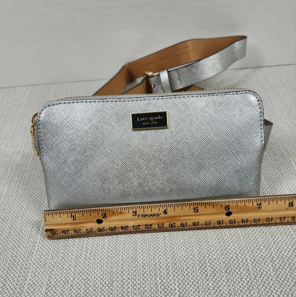 Kate spade L/XL silver leather adjustable belt bag